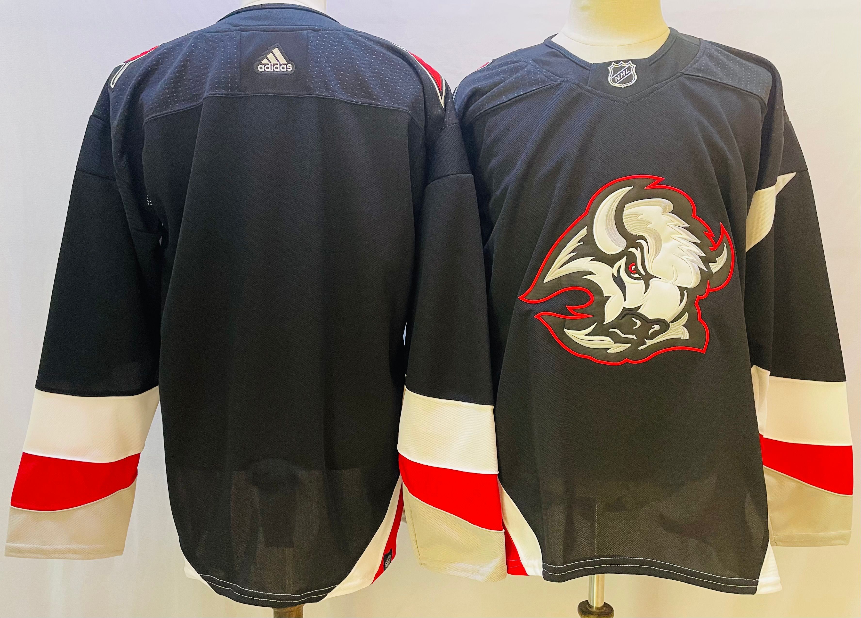 custom Men Buffalo Sabres Blank Black Throwback 2022 Adidas NHL Jersey